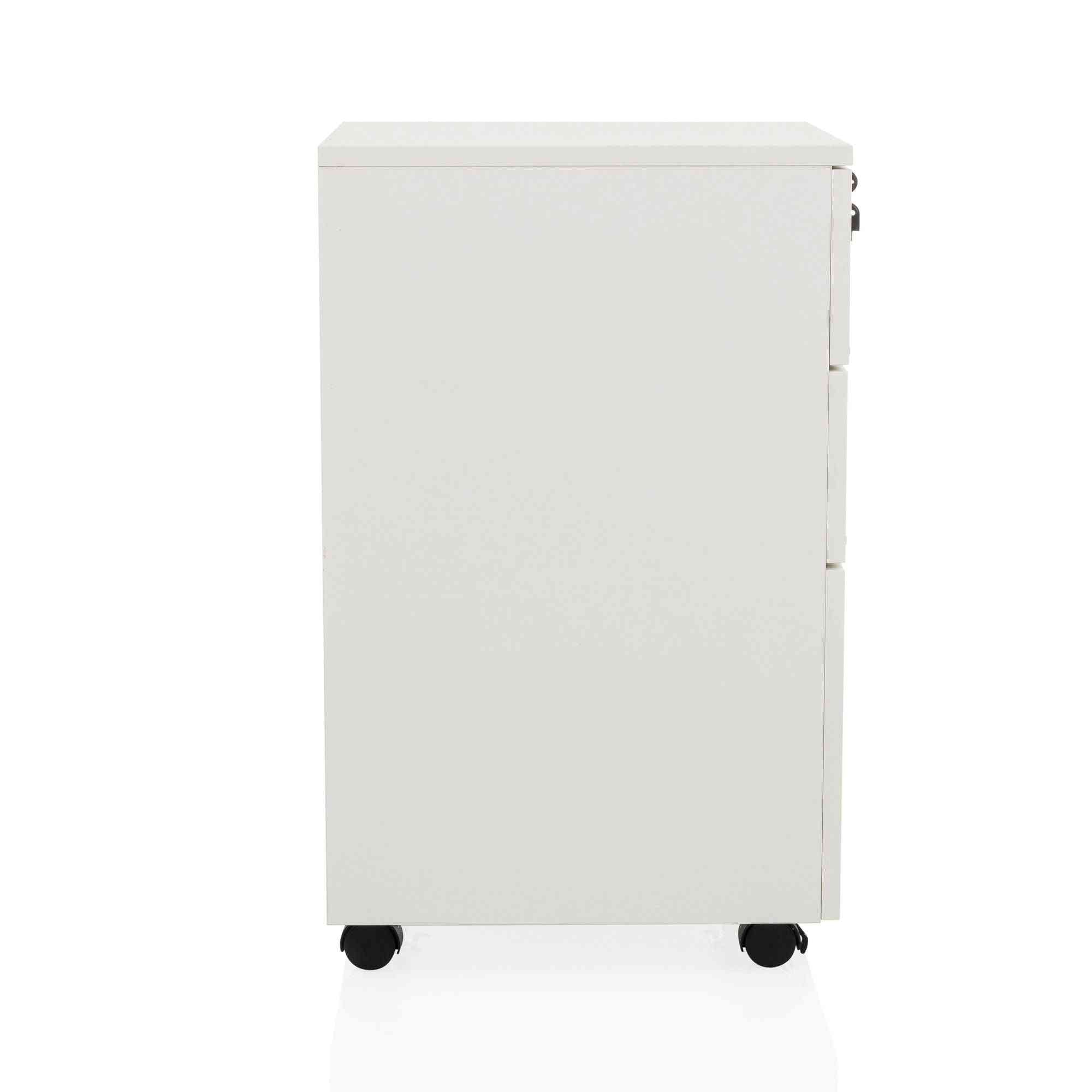 Atvilktņu bloks uz riteņiem LOCK, 3 atvilktnes, balts, slēdzams - Ergostock.lv