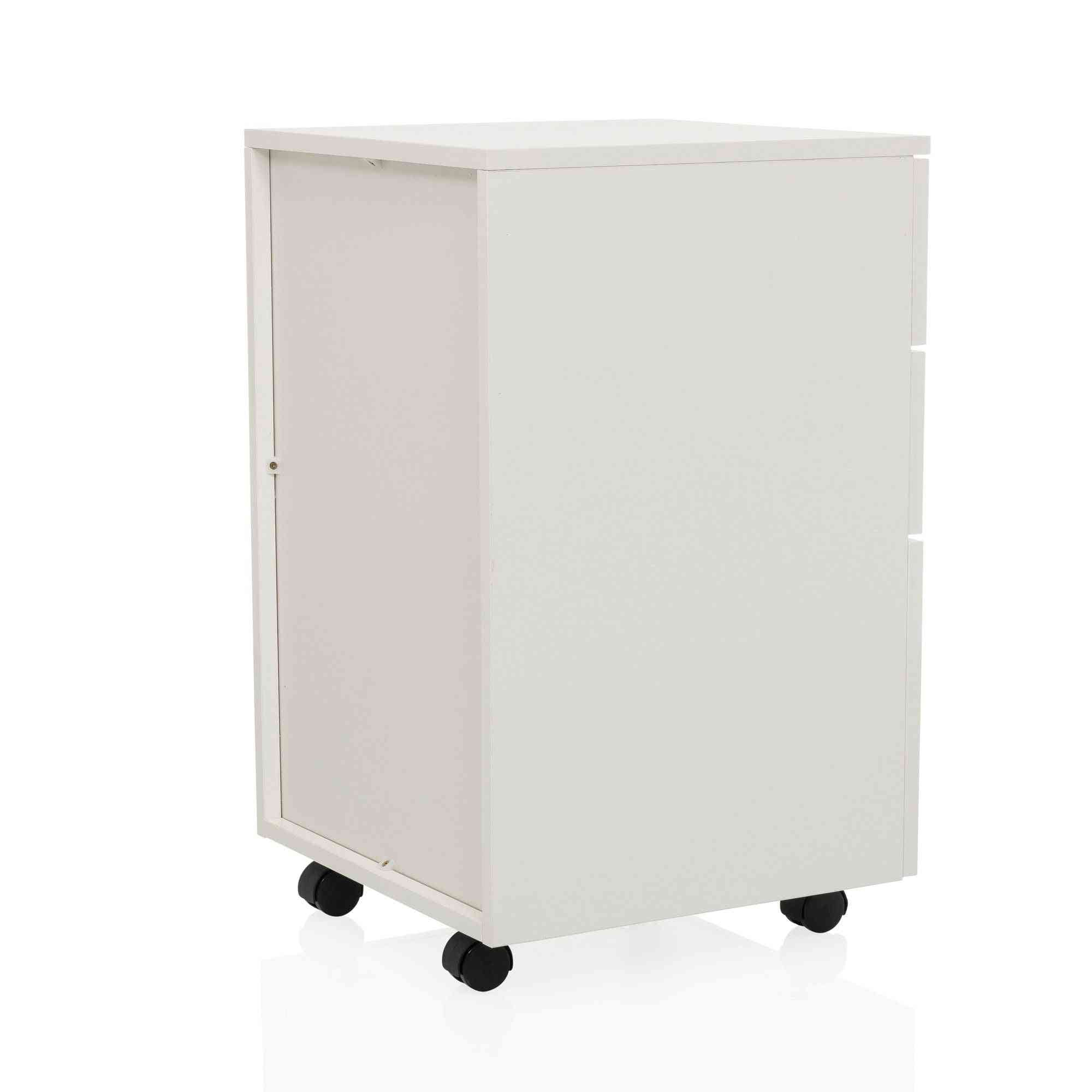 Atvilktņu bloks uz riteņiem LOCK, 3 atvilktnes, balts, slēdzams - Ergostock.lv