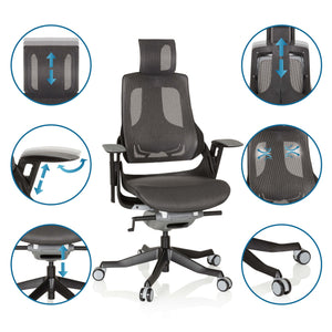 Biroja krēsls SPEKTRE BLACK Mesh - Ergostock.lv