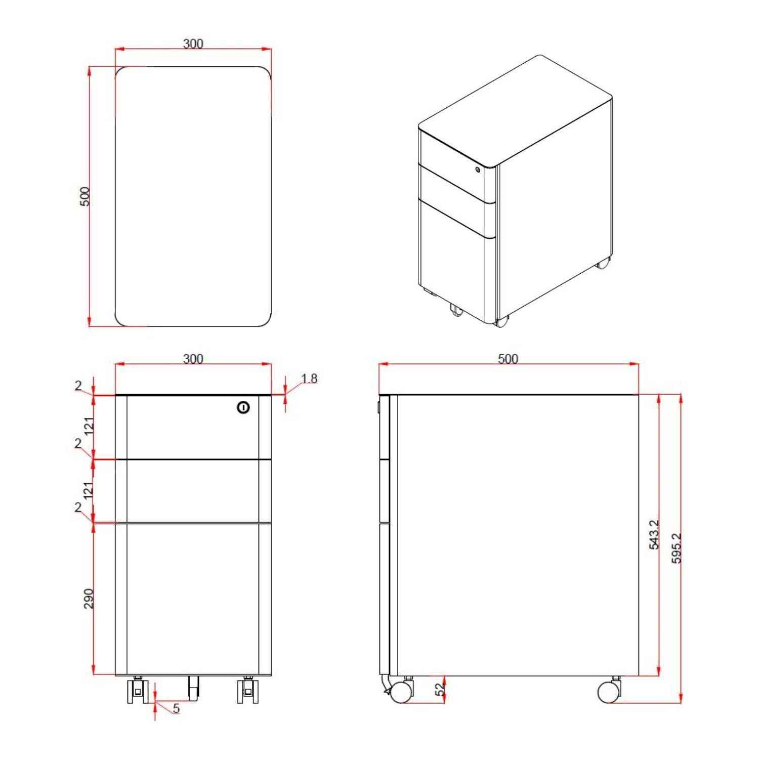 Metāla atvilktņu bloks Prestige, slēdzams, ar ritentiņiem - Ergostock.lv