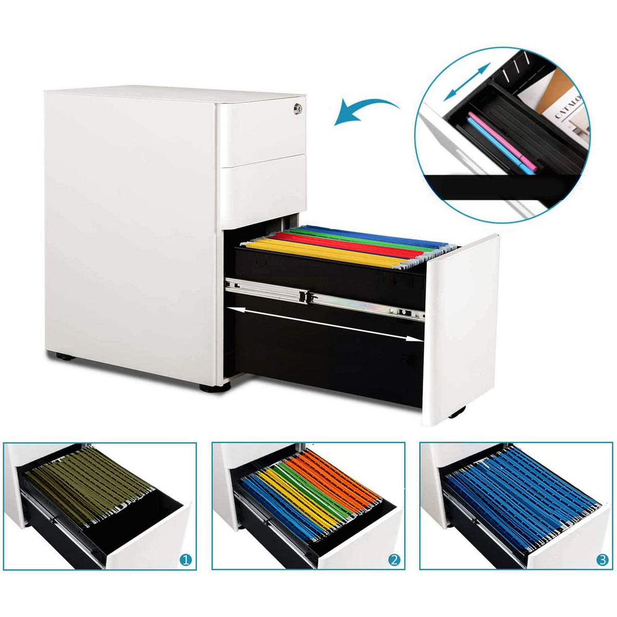 Metāla atvilktņu bloks Prestige, slēdzams, ar ritentiņiem - Ergostock.lv