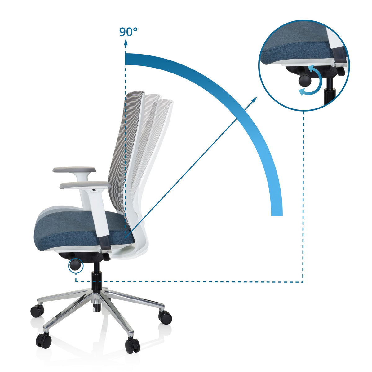 Biroja krēsls CHIARO T2 WHITE - Ergostock.lv