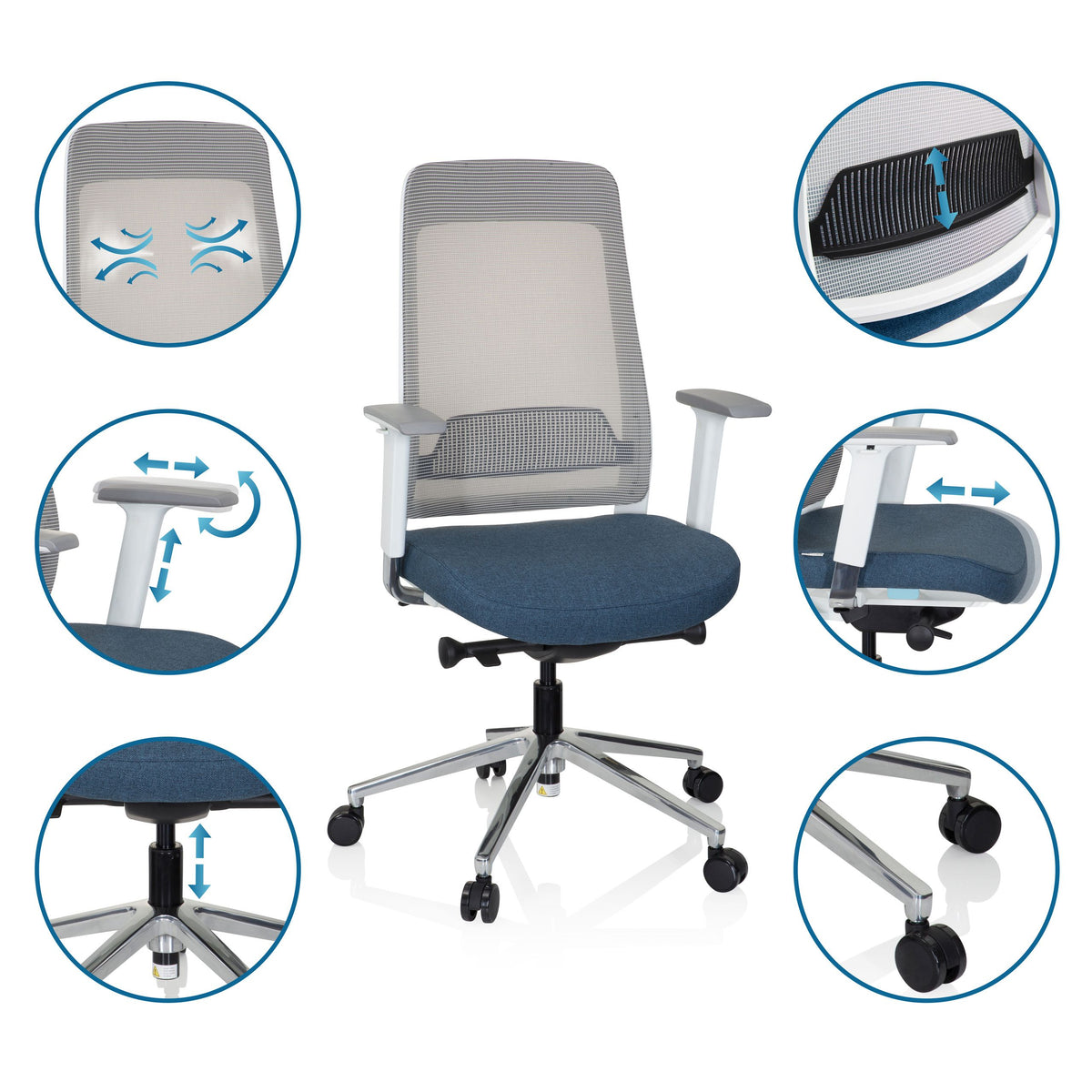 Biroja krēsls CHIARO T2 WHITE - Ergostock.lv