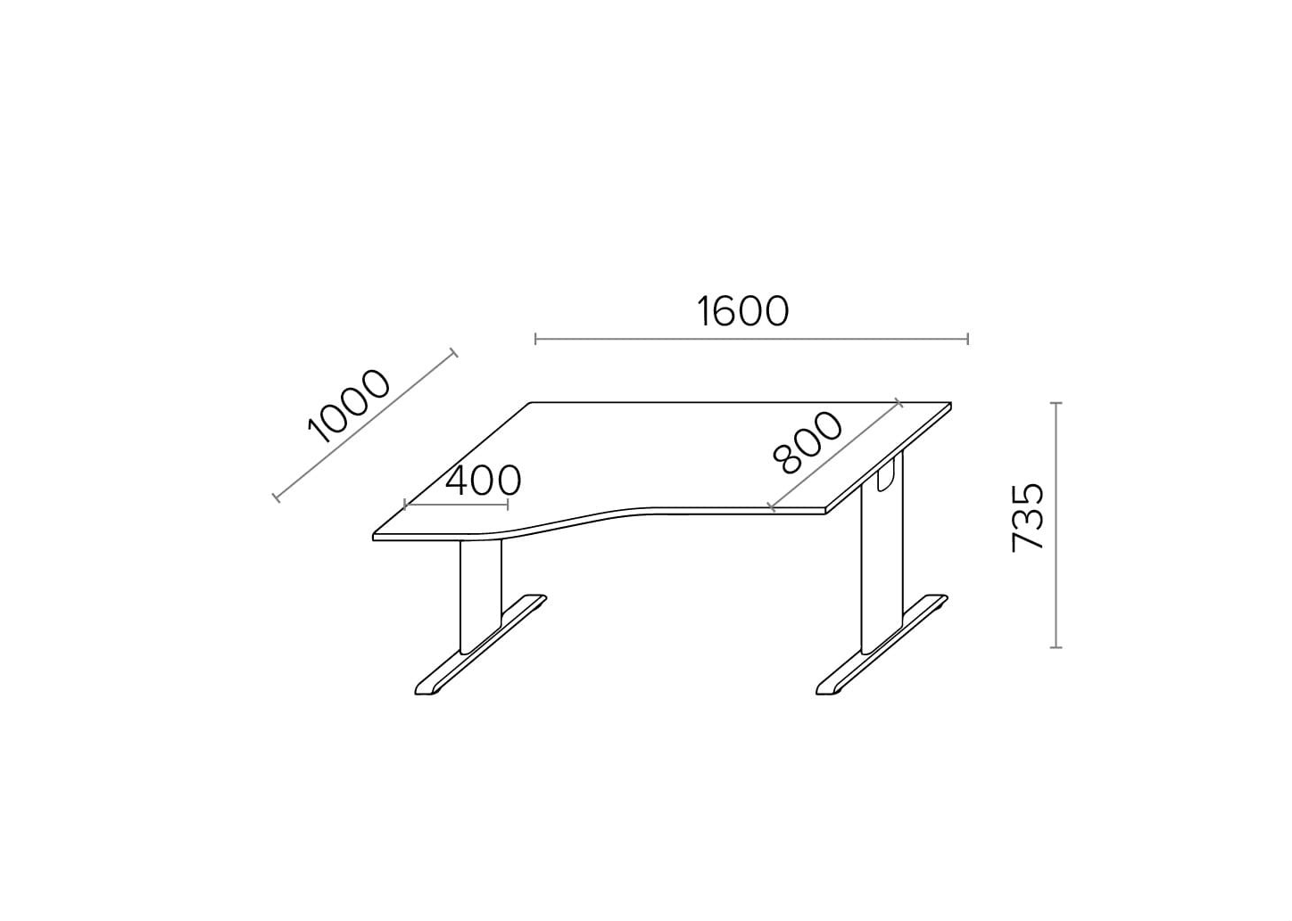 Biroja galds THEO ELEGANCE TWO, 160 x 80 cm - Ergostock.lv