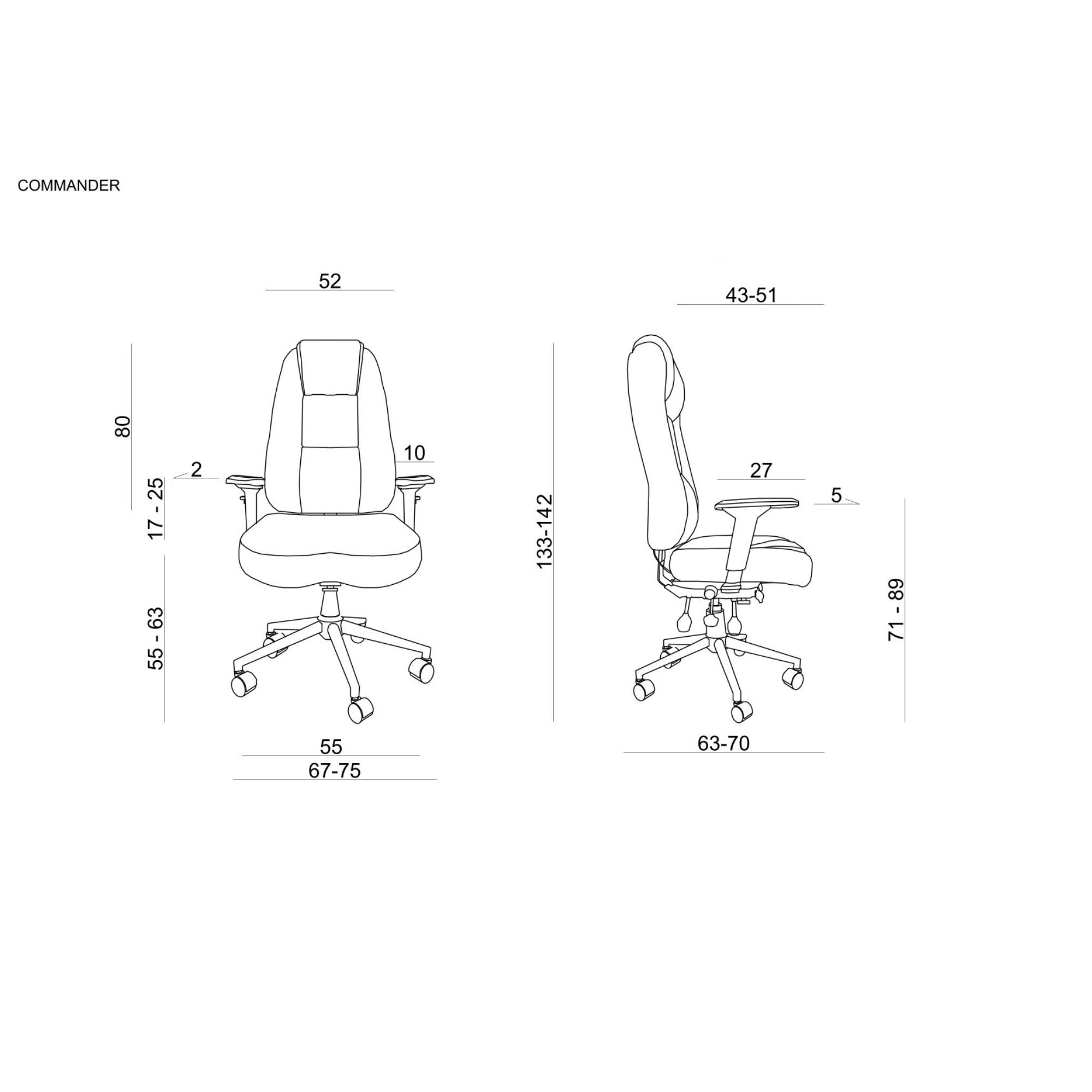 24 stundu krēsls COMMANDER - Ergostock.lv