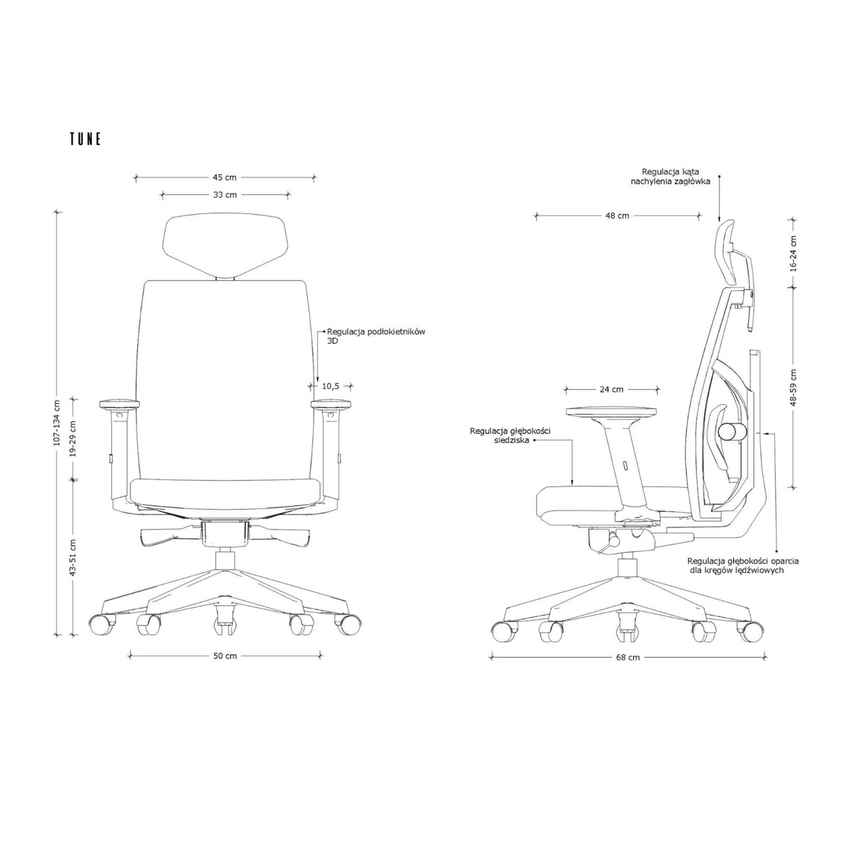 Biroja krēsls TUNE - Ergostock.lv