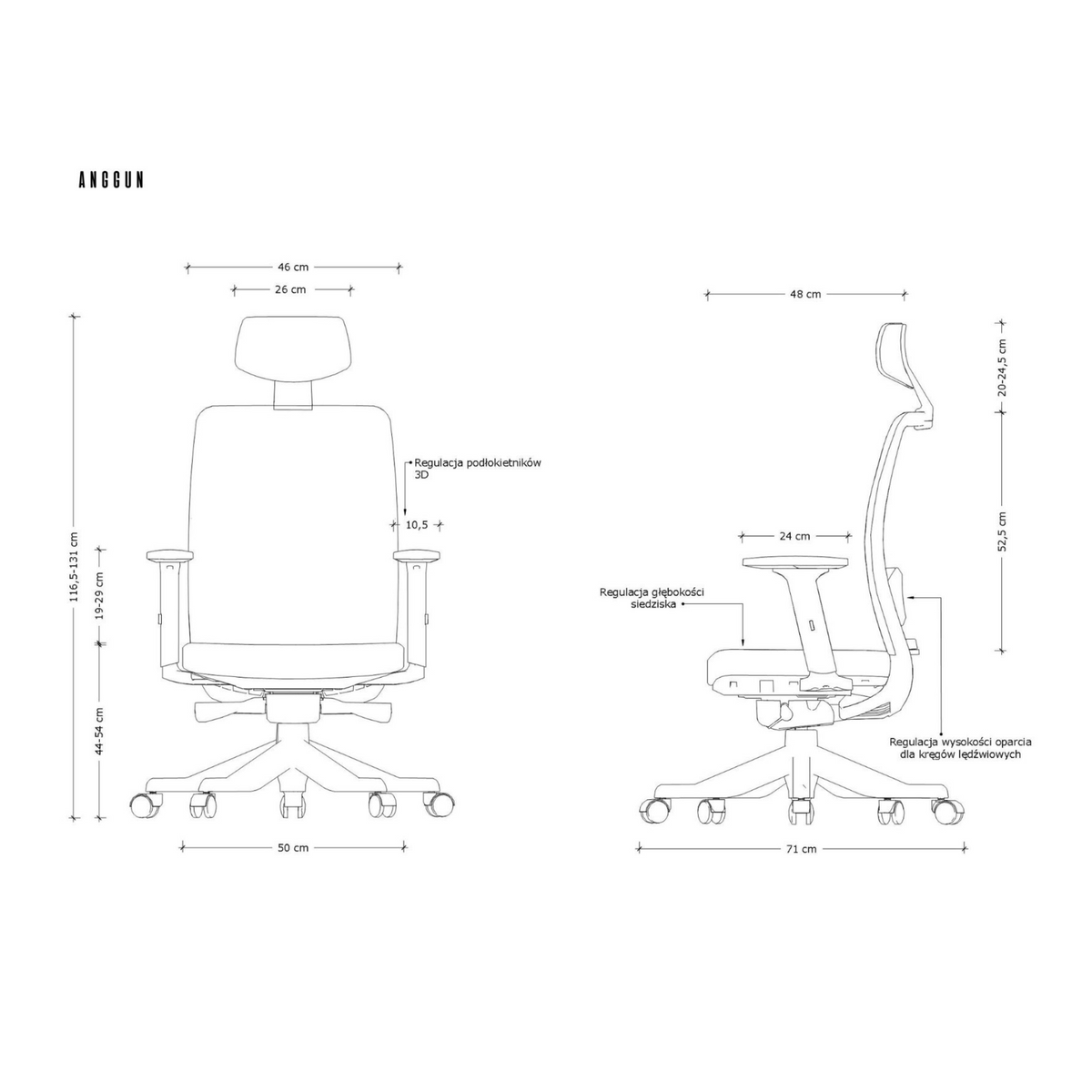 Biroja krēsls ANGGUN, balts - Ergostock.lv