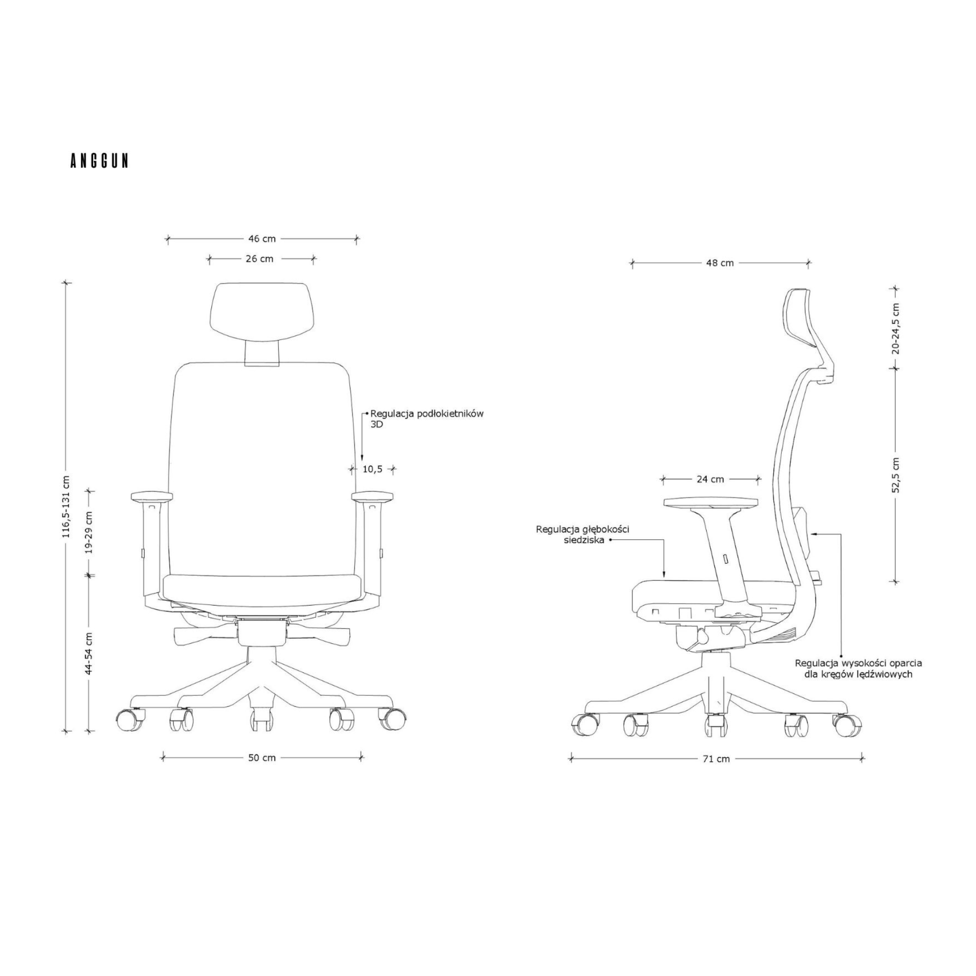 Biroja krēsls ANGGUN, balts - Ergostock.lv