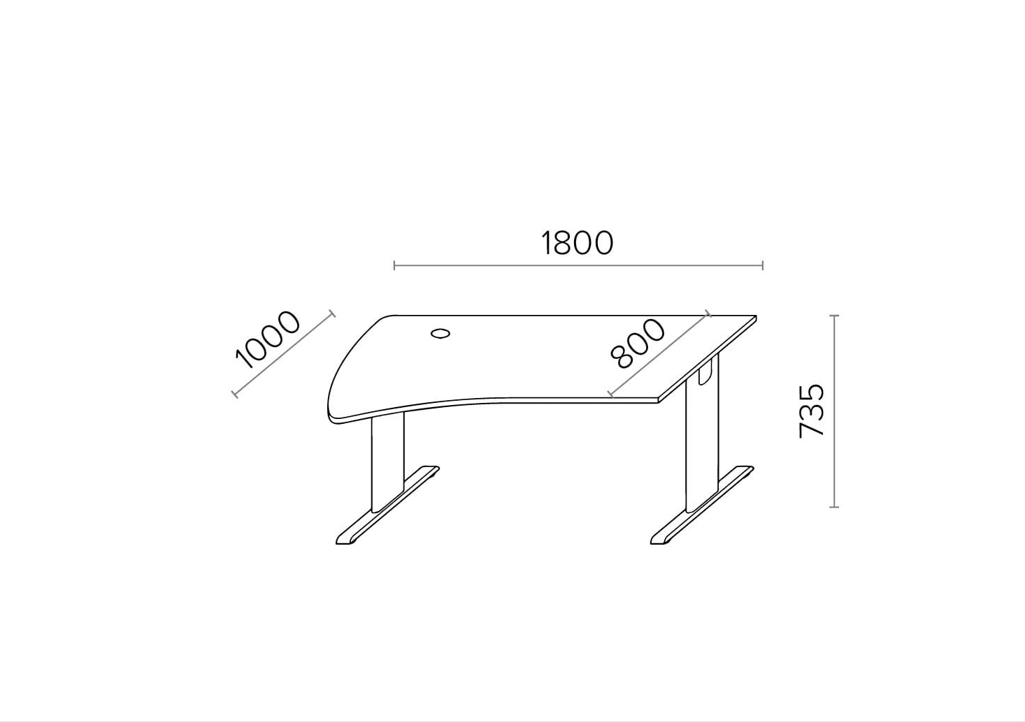 Biroja galds THEO ELEGANCE ONE, 180 x 80 cm - Ergostock.lv
