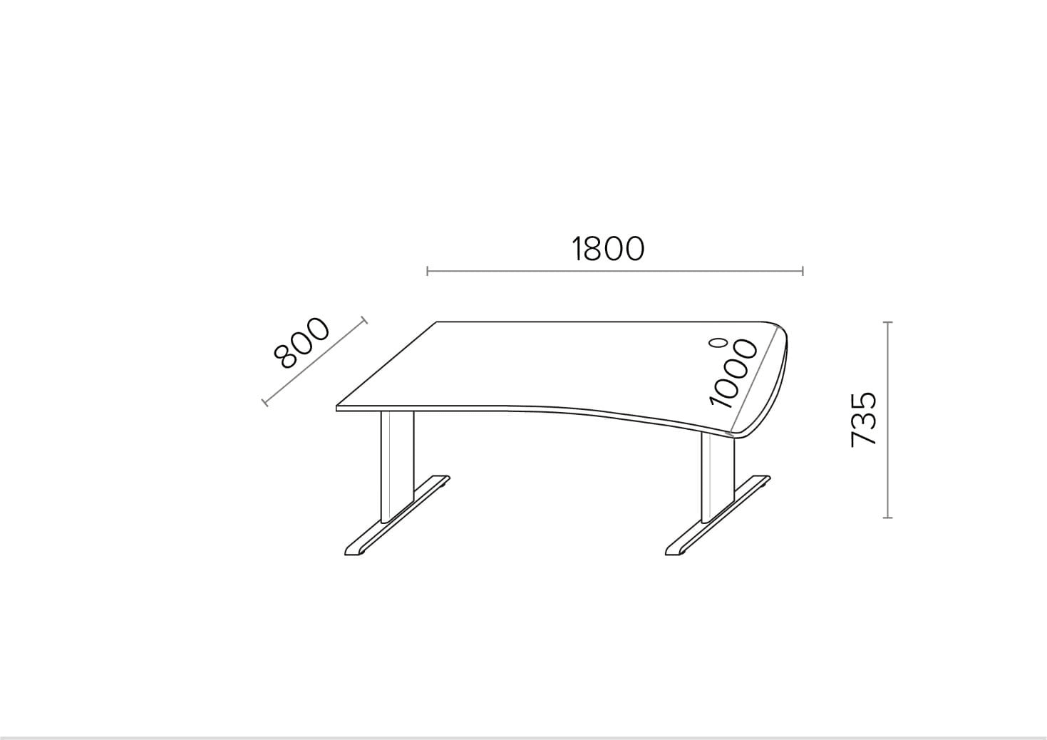 Biroja galds THEO ELEGANCE ONE, 180 x 80 cm - Ergostock.lv