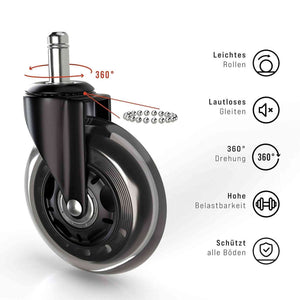Kontoritooli rattad ULTRA SILENT 360°, läbimõõt 63 mm
