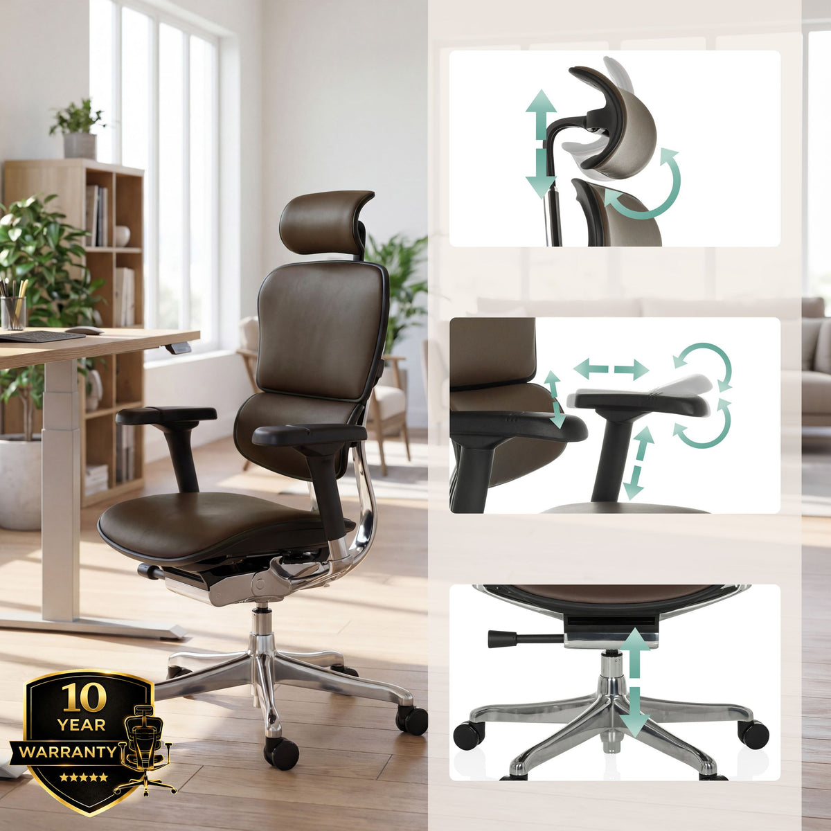 Kontoritool Ergohuman ELITE DARK BROWN LEATHER