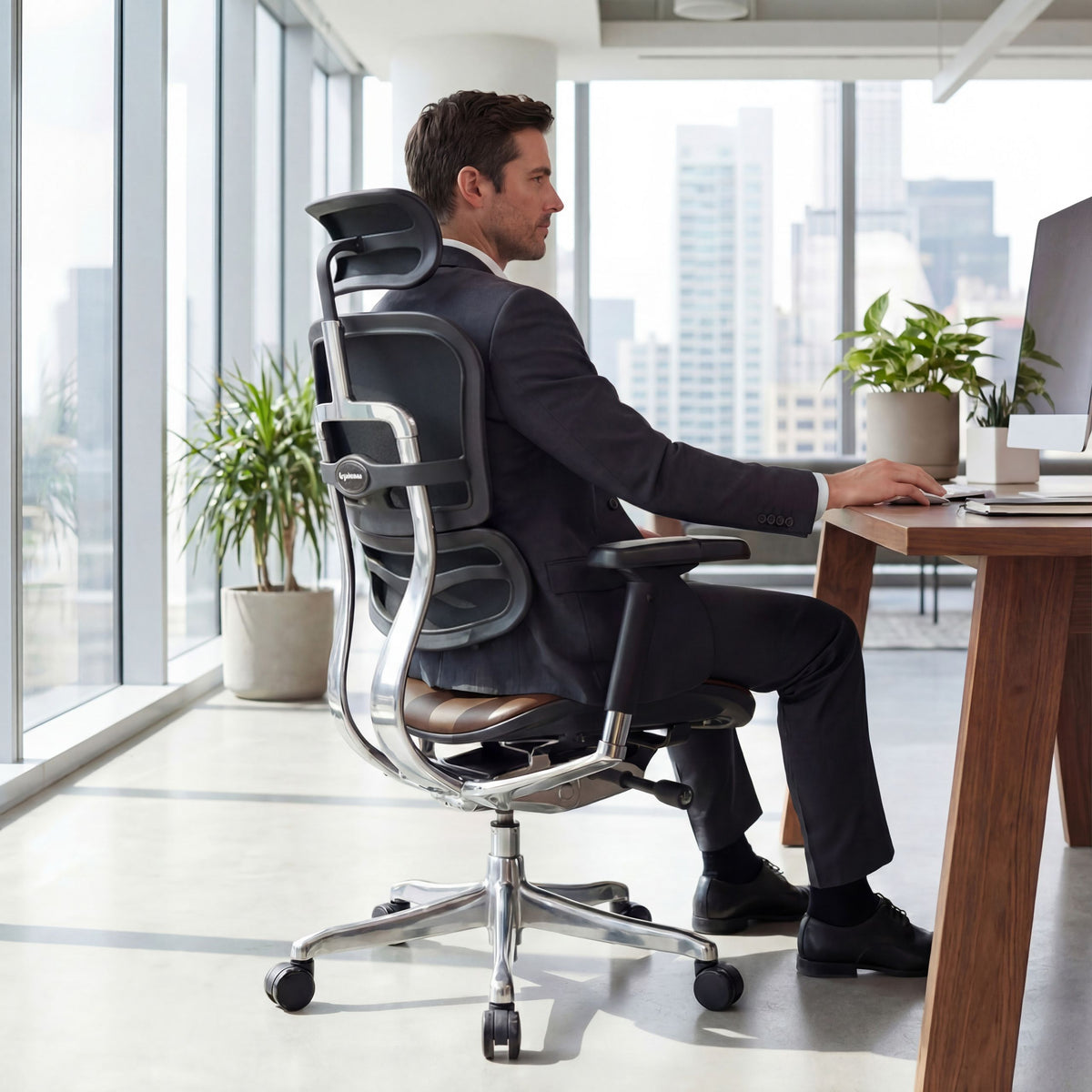 Kontoritool Ergohuman ELITE DARK BROWN LEATHER