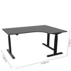 Reguleeritav laud Prestige Line L nurgaga 90° 160 cm x 120 cm