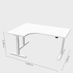 Reguleeritav laud Prestige Line L nurgaga 90° 160 cm x 120 cm
