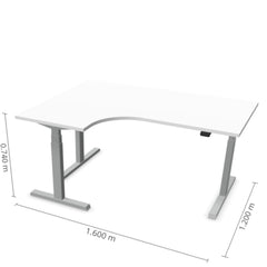 Reguleeritav laud Prestige Line L nurgaga 90° 160 cm x 120 cm