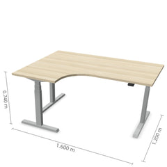 Reguleeritav laud Prestige Line L nurgaga 90° 160 cm x 120 cm