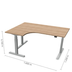 Reguleeritav laud Prestige Line L nurgaga 90° 160 cm x 120 cm