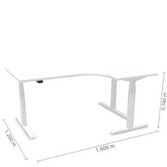 Reguleeritav laud Prestige Line L nurgaga 90° 160 cm x 120 cm