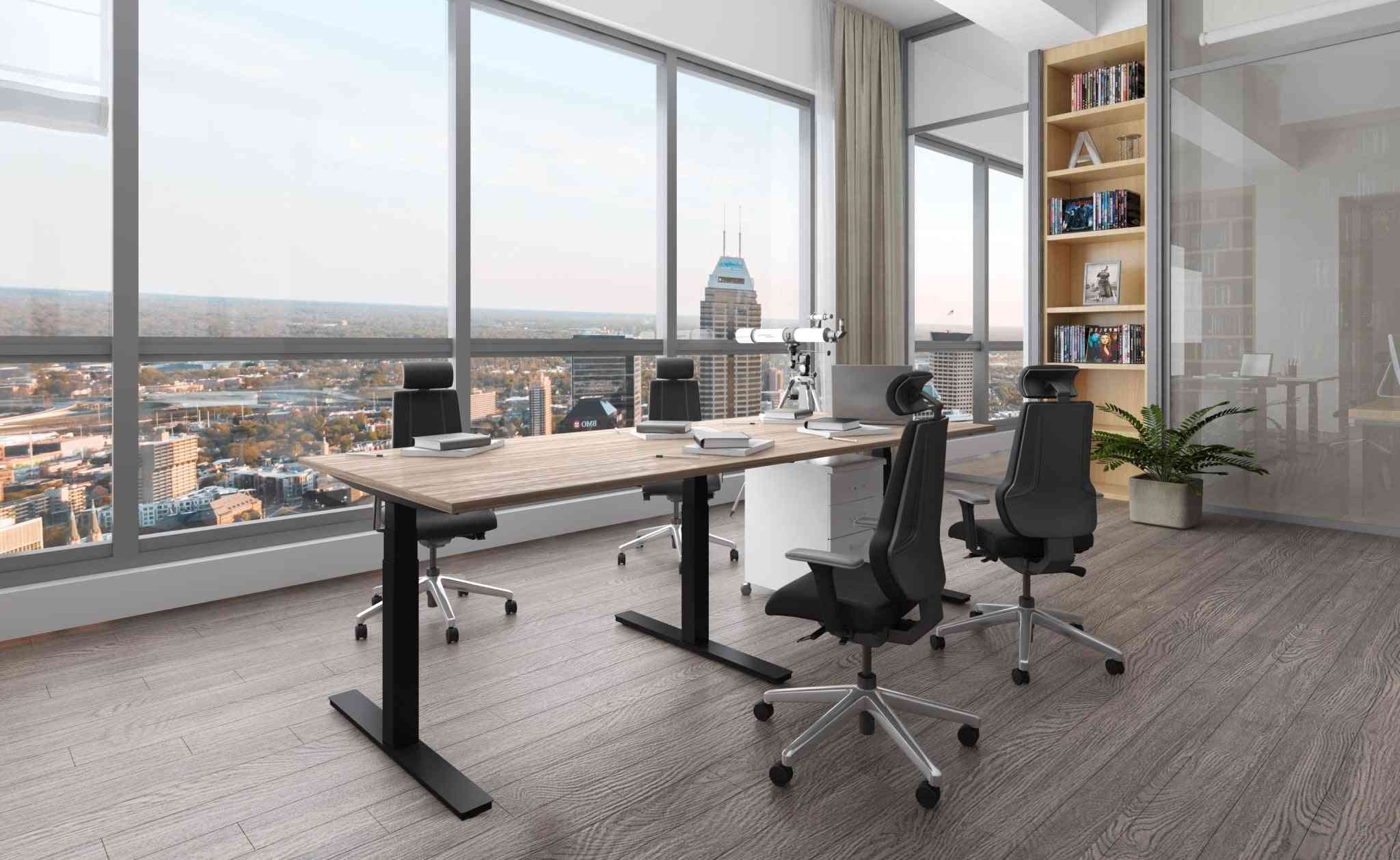 Augstumā regulējams galds Prestige Conference 240 cm x 120 cm balts statīvs - Ergostock.lv