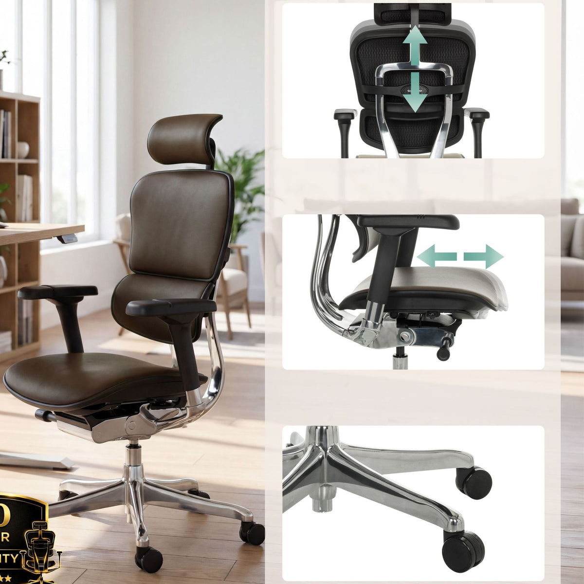 Kontoritool Ergohuman ELITE DARK BROWN LEATHER