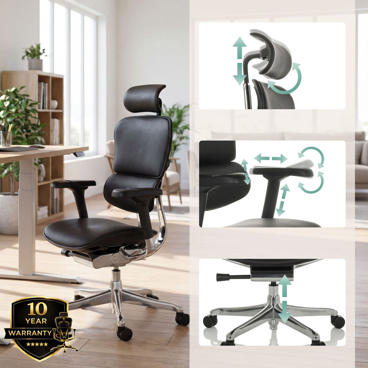 Kontoritool Ergohuman ELITE BLACK LEATHER