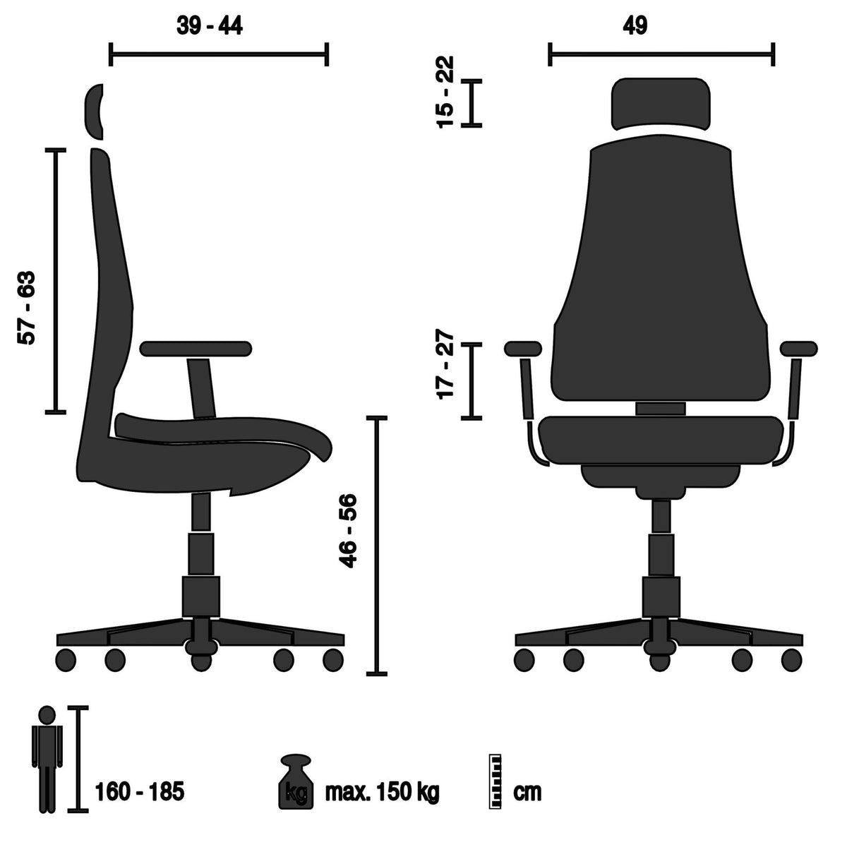Kontoritool Ergohuman ELITE BLACK LEATHER