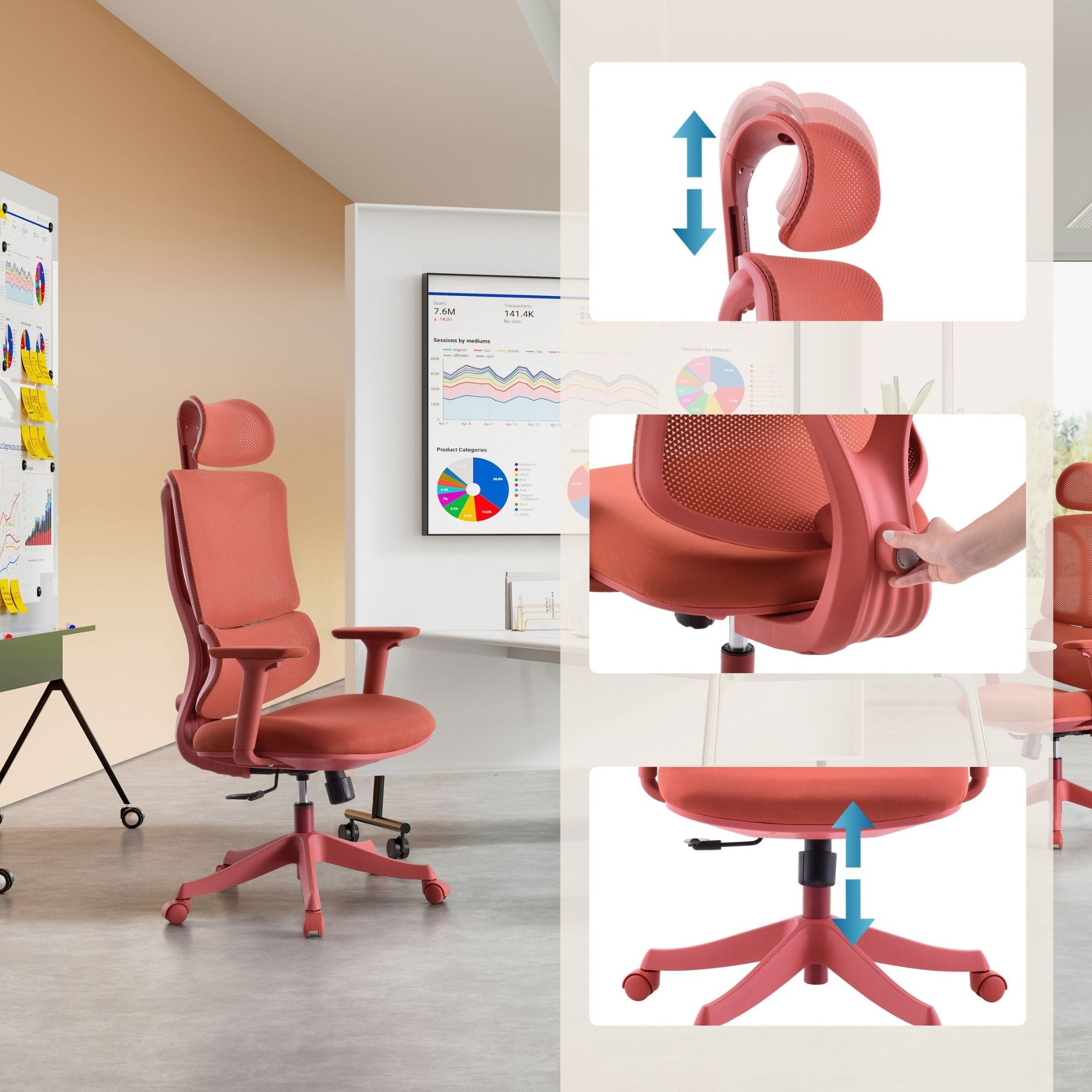 Ergonoomiline tool ERGOMY COLORE II, punane