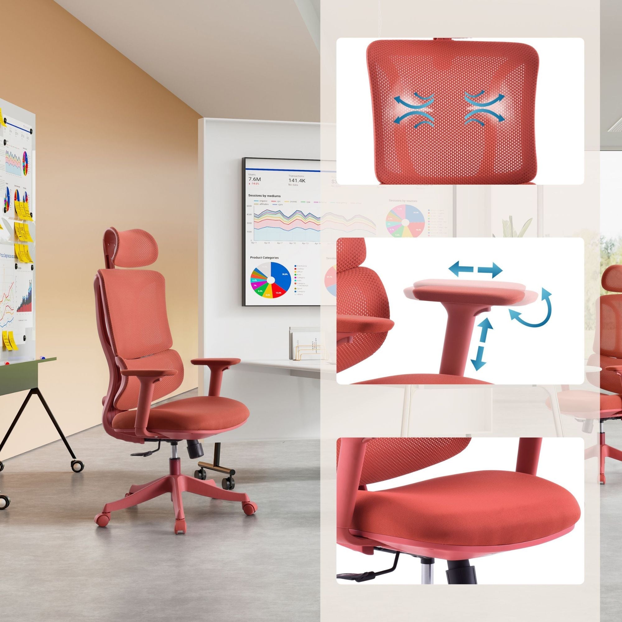 Ergonoomiline tool ERGOMY COLORE II, punane