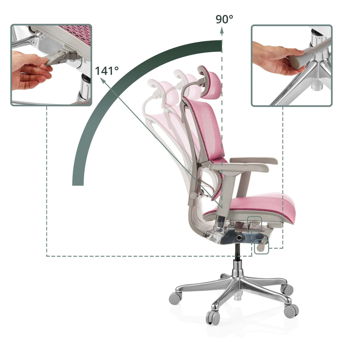 Kontoritool Ergohuman SLIM GS GEN2 Rosa