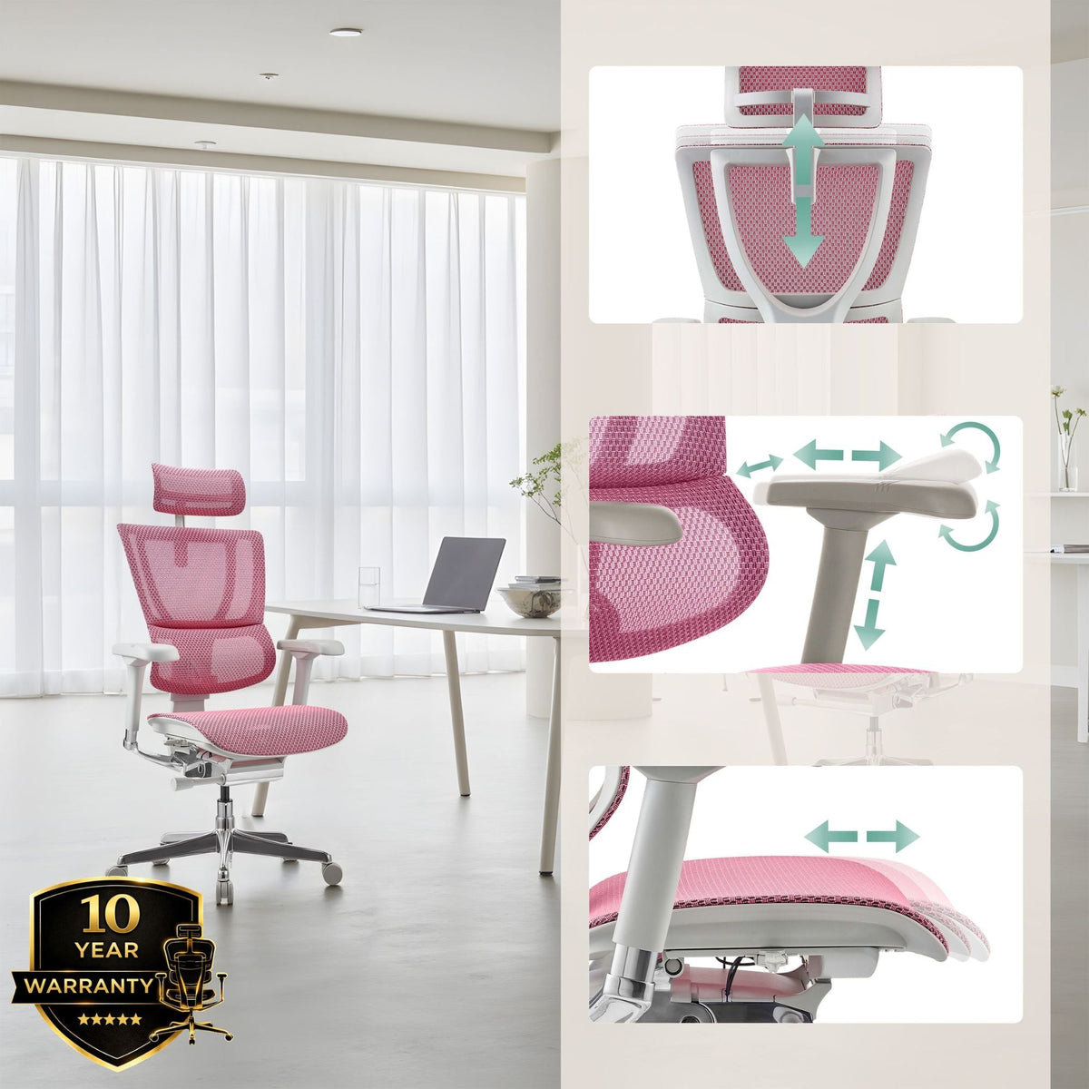 Kontoritool Ergohuman SLIM GS GEN2 Rosa