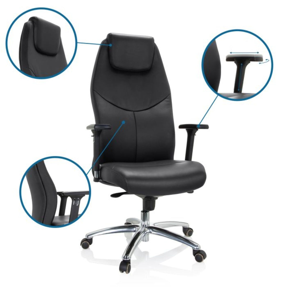 Kontoritool Ferrara Executive, must (kuni 220 kg)