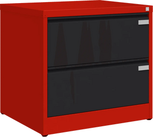 Metallist kartoteegikapp Archive, 721x775x633 mm, A4-formaadile – punane / must