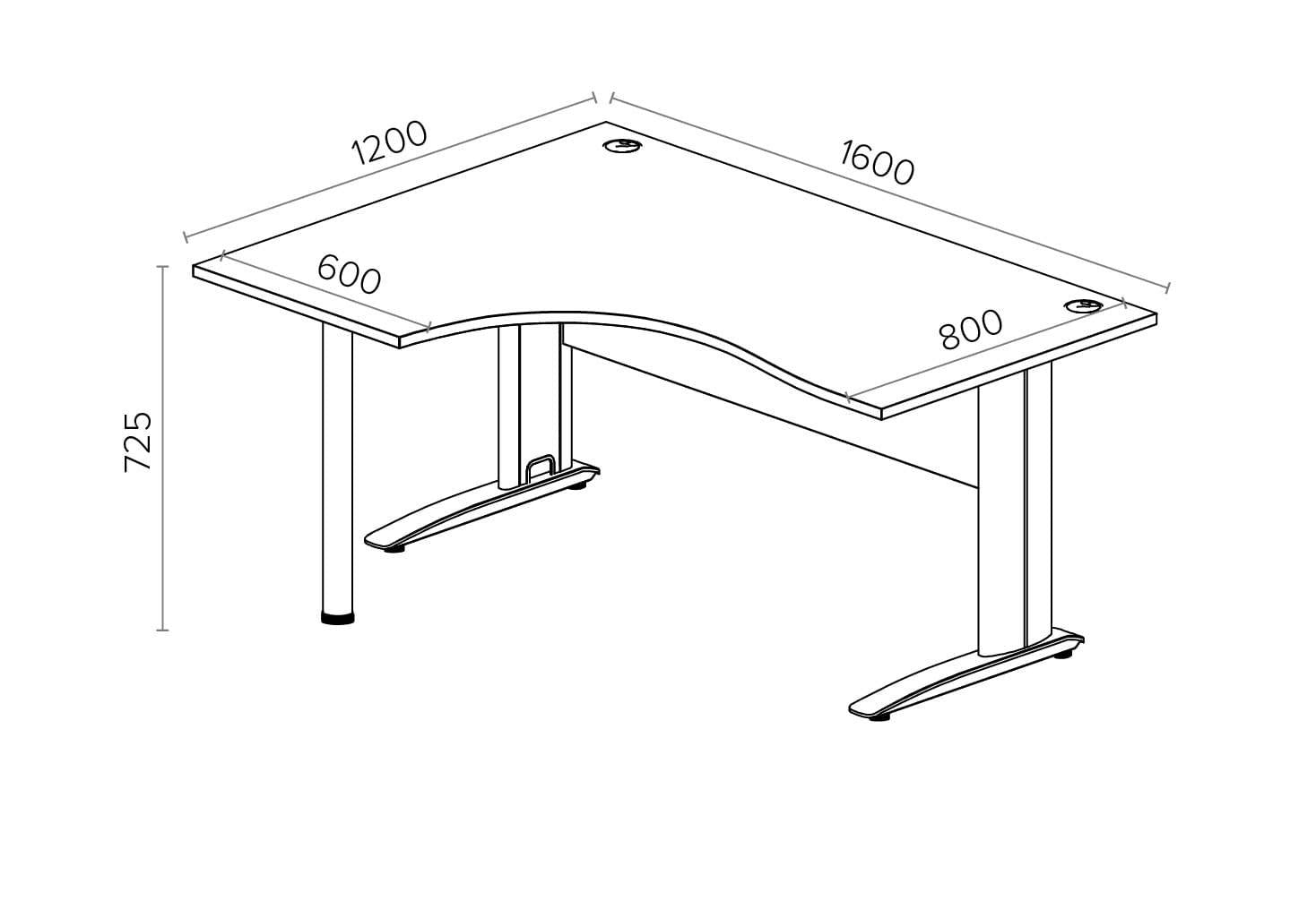 Kirjutuslaud ARETH CORNER, 160 x 120 cm