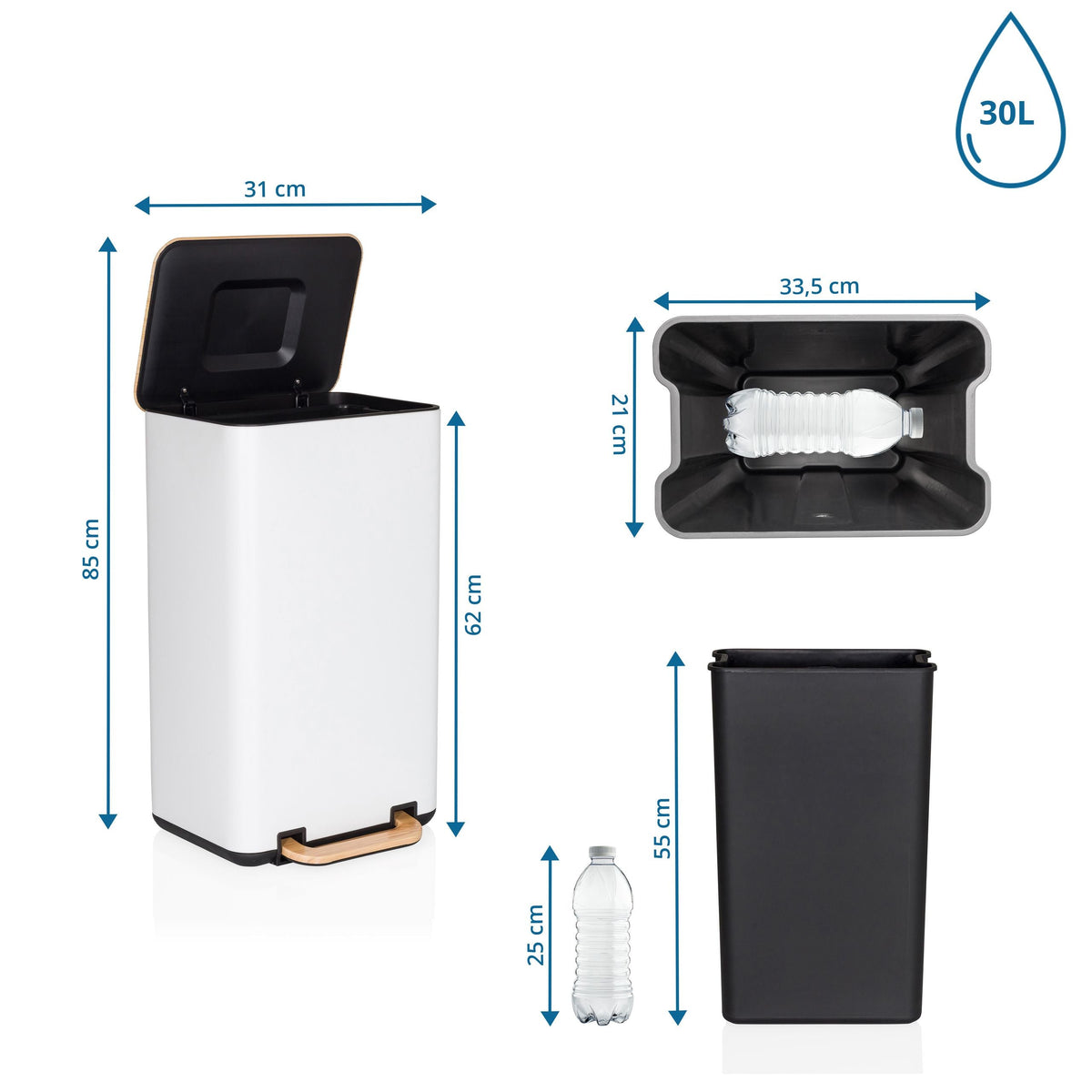 Prügikast CLEAN NATURA White 30 L
