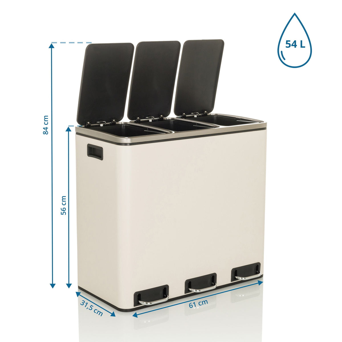 Prügikast CLEAN PRO Beige, 3 x 18 L