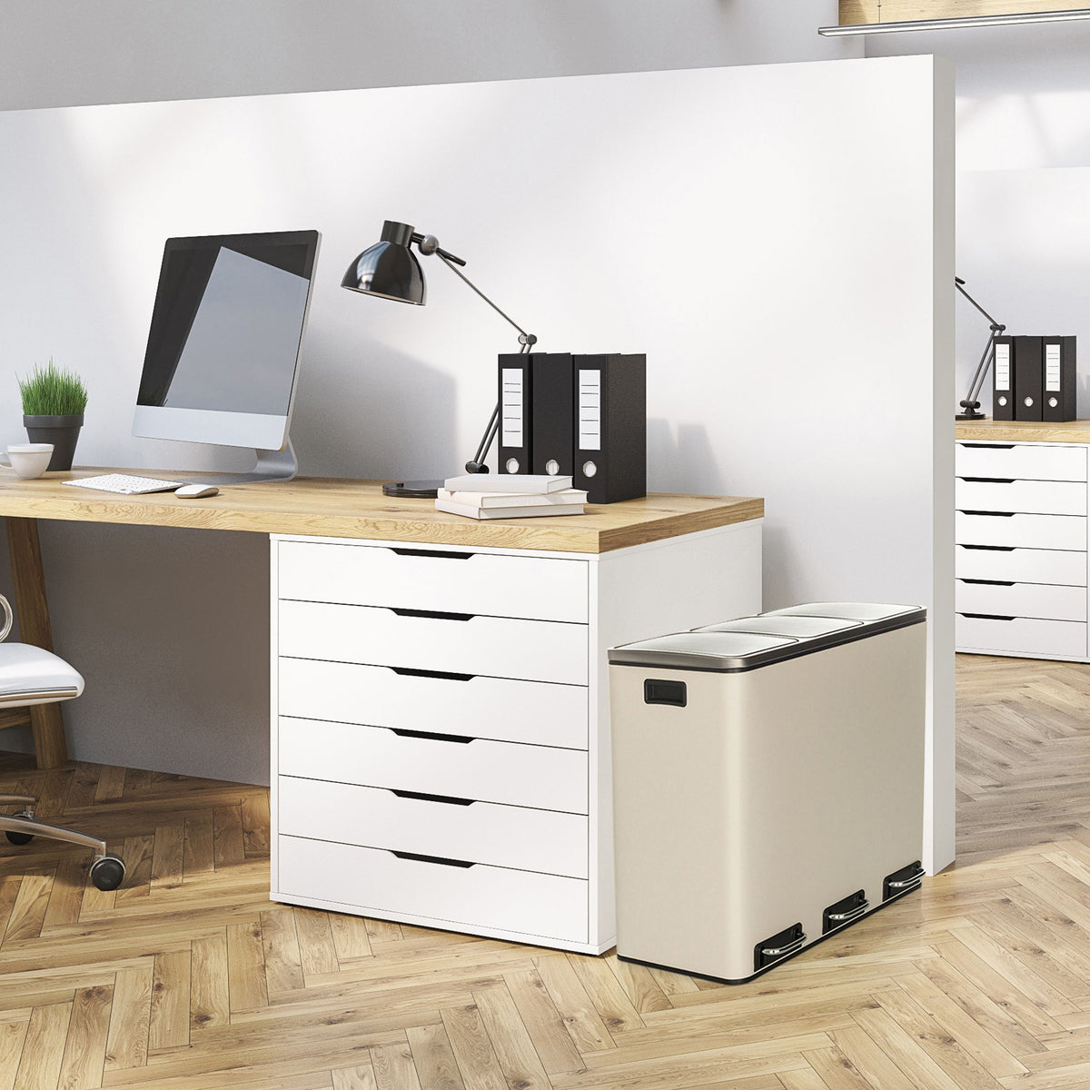 Prügikast CLEAN PRO Beige, 3 x 18 L