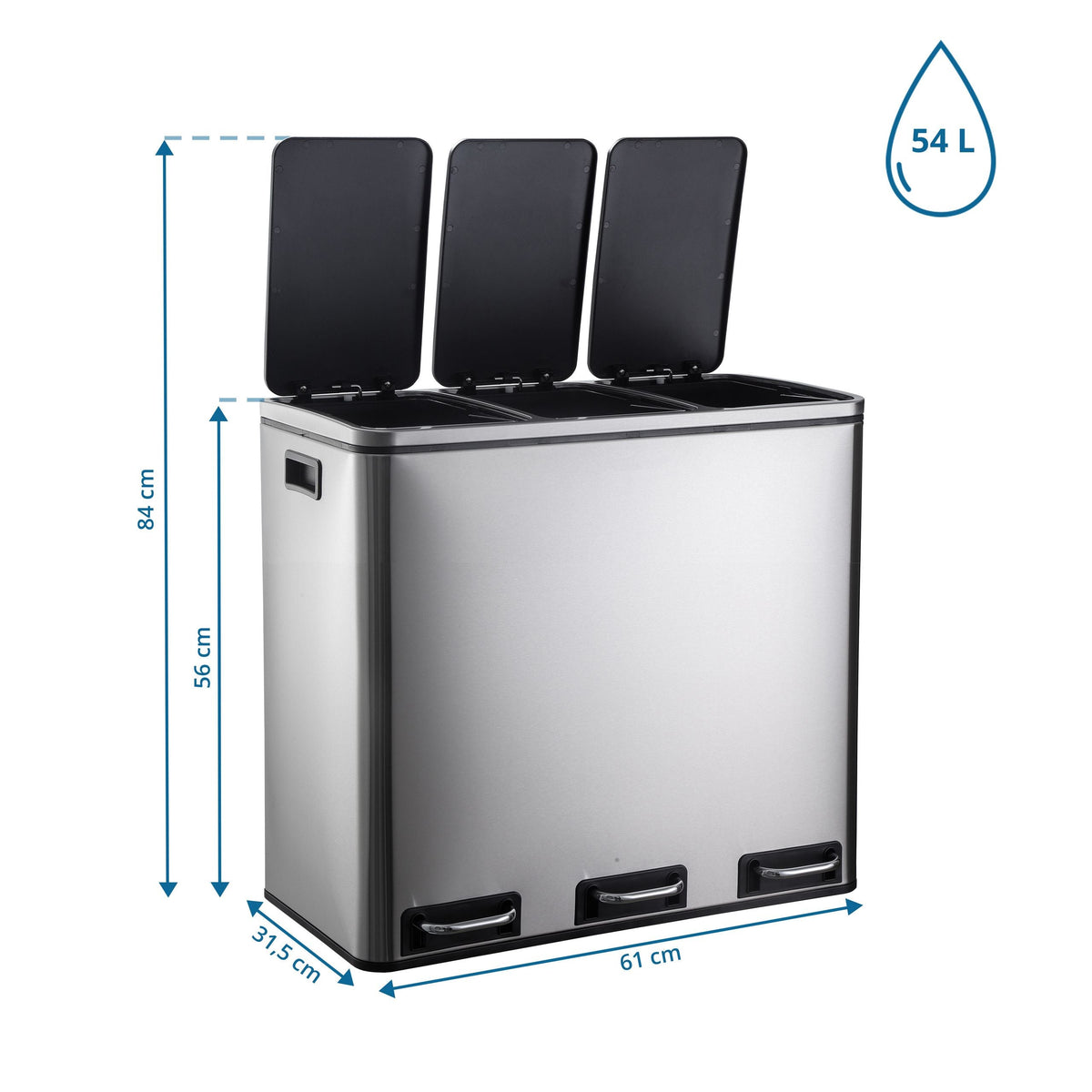 Prügikast CLEAN PRO Silver 3 x 18 L