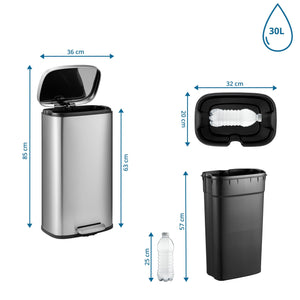 Prügikast CLEAN STAINLESS 30 L