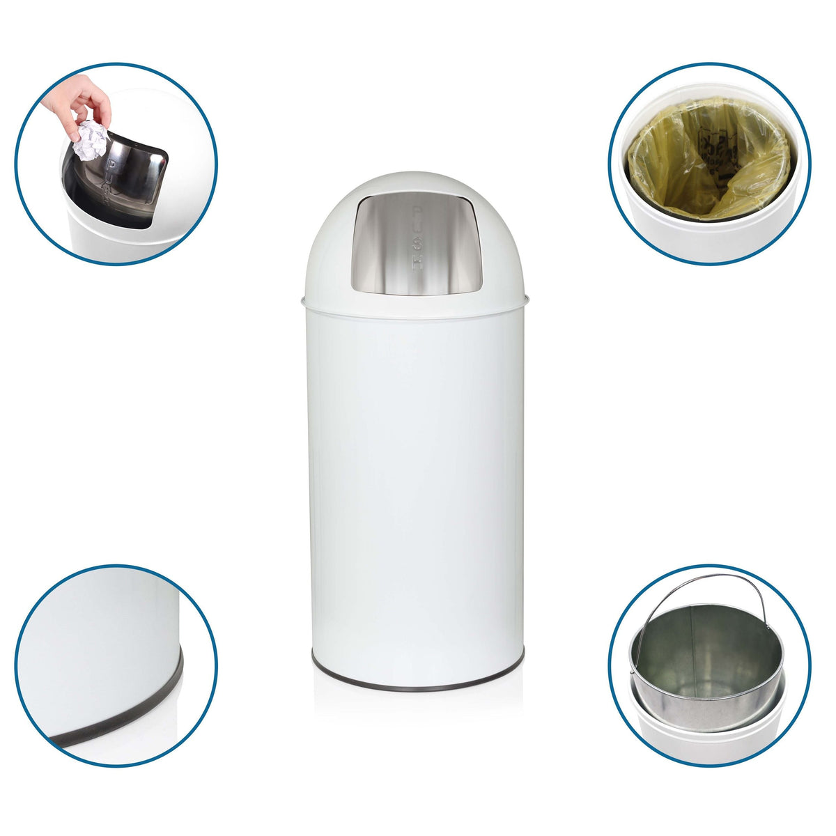 Prügikast PUSH White 35 L
