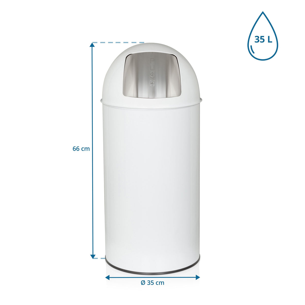 Prügikast PUSH White 35 L