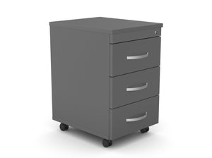 Ratastel sahtliboks SLIM, 3 sahtliga, lukustatav – Grafiit / Grafiit / Metall