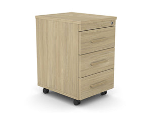 Ratastel sahtliboks SLIM, 3 sahtliga, lukustatav – Amber Oak / Amber Oak / Täispuit