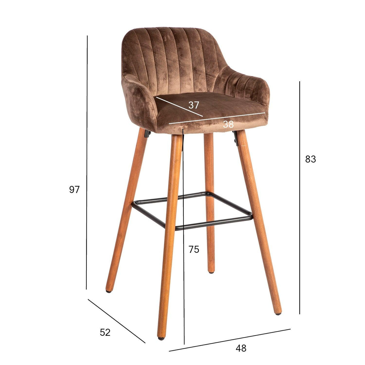 Baaritool ARIEL 48x52xH97cm pruun