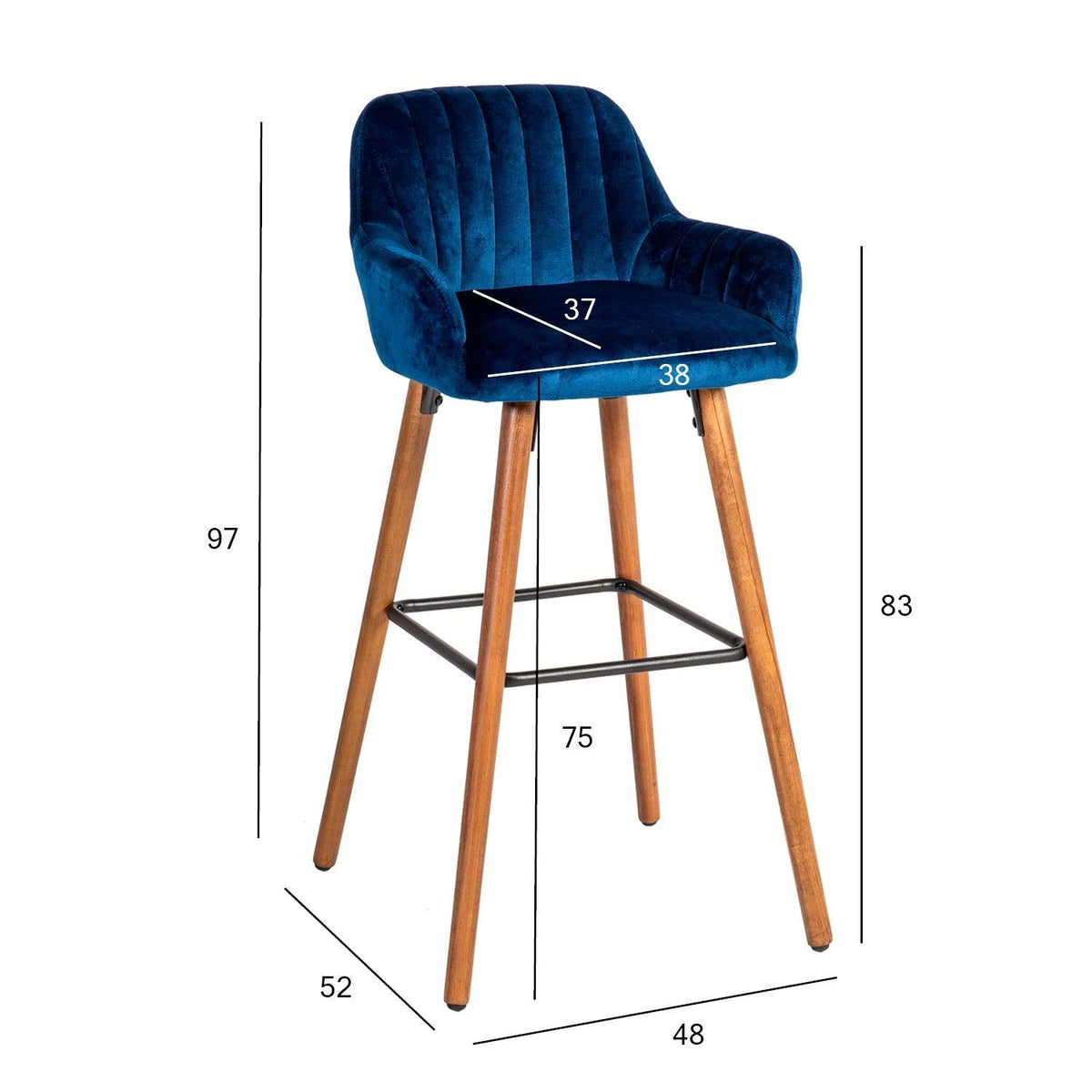 Baaritool ARIEL 48x52xH97cm iste ja seljatugi: kangas värv: sinine jalad valmistatud pöögist