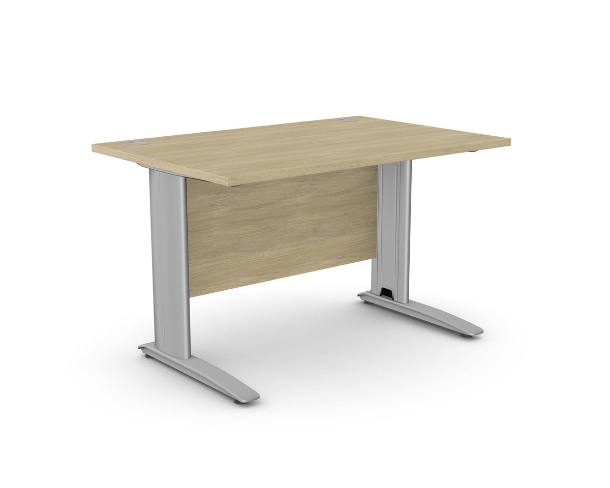 Kontorilaud ARETH STANDARD, esipaneeliga – Amber Oak / Hõbedane / 120 x 80