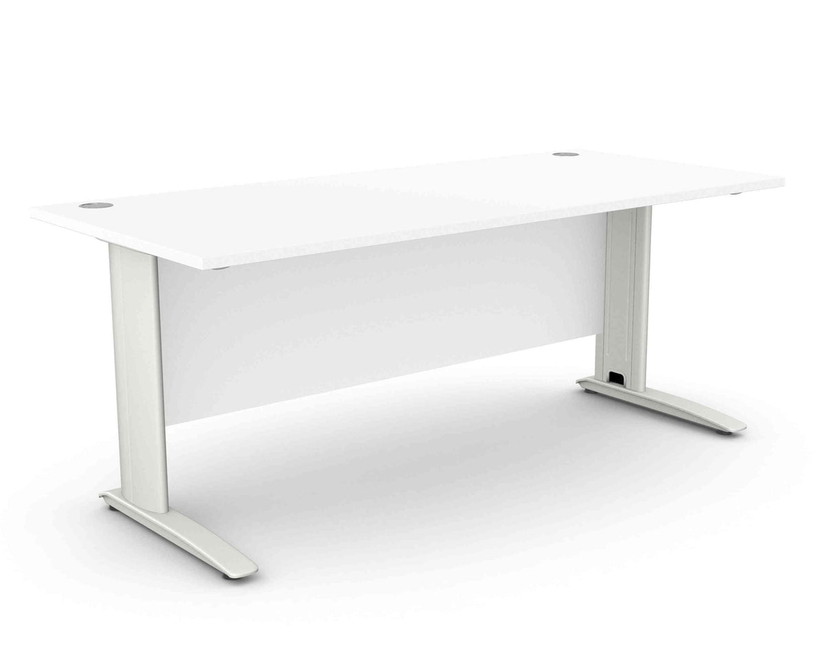 Kontorilaud ARETH STANDARD, esipaneeliga – Valge / Valge / 180 x 80
