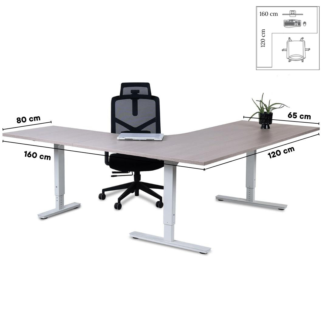 Kontorilaud Forza Line L-kujuline 160 cm x 120 cm – Nabucco / Valge / Vasakpoolne