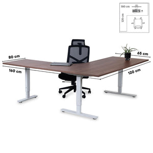Kontorilaud Forza Line L-kujuline 160 cm x 120 cm – Pähkel / Valge / Vasakpoolne