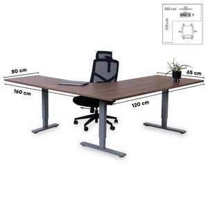 Kontorilaud Forza Line L-kujuline 160 cm x 120 cm – Pähkel / Hõbedane / Vasakpoolne